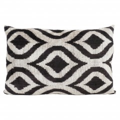 IKAT SILK UNIQUE BLACK AND WHITE LEAF PATTERN Q404     - CUSHIONS